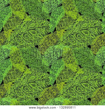 Croton Leaf Illustration In Paisley Style.