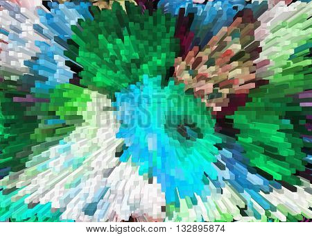 color extrusion floral background bright colorful abstract extrusion blocks and pyramids the gradient for the background and texture 3D extrusion flowers pattern for fabrics and fashion design