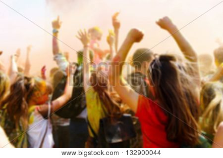 Blurred Dancing People No The Annual Holi Festival
