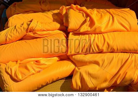 yellow robe of Buddhist monk pattern background