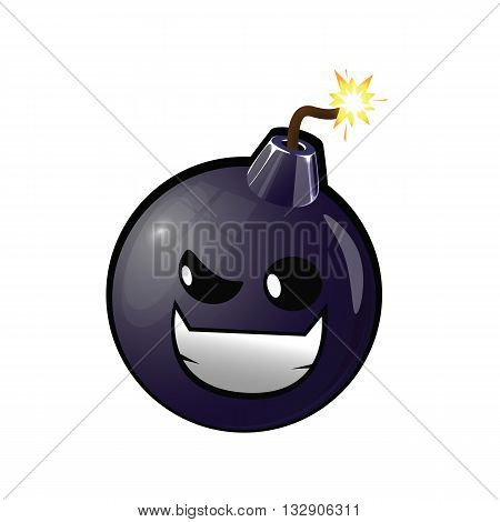Cartoon bomb with a pretty face .Icon round bomb.