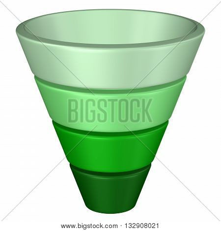 Concept: purchase funnel isolated on white background. 3D rendering.