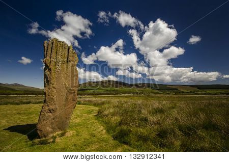 Machrie Moor stones in beautiful weather Isle of Arran Scotland