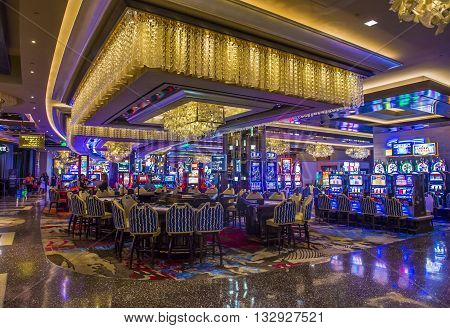 LAS VEGAS - APRIL 13 : The Cosmopolitan hotel casino interior in Las Vegas on April 13 2016. The Cosmopolitan opened in 2010 and it has 2995 rooms and 75000 sq ft casino.