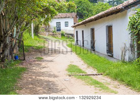 SUCHITOTO EL SALVADOR - MAY 07 : Street view of Suchitoto El Salvador on May 07 2016. the colonial town of Suchitoto built by the Spaniards in the 18th century