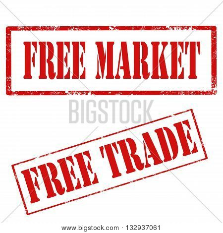 Set of grunge rubber stamps with text Free Market and Free Trade,vector illustration
