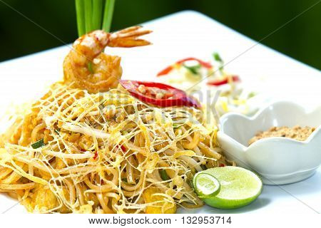 pad thai with chicken dish,Thai Hotel Luxury food.