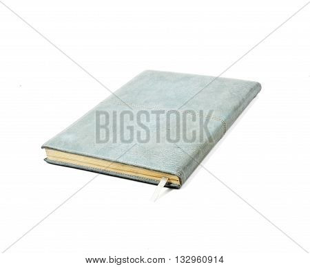 The  old notebook isolated on white background.