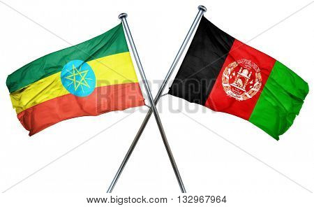 Ethiopia flag with Afghanistan flag, 3D rendering
