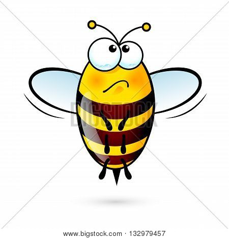 Illustration of a Friendly Cute Bee in Sorrow
