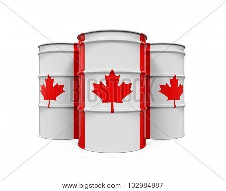 Canadian Flag Oil Barrel isolated on white background. 3D render