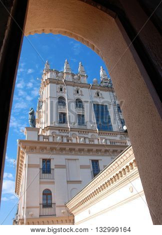 tower at Station Square City gate in Minsk Belarus