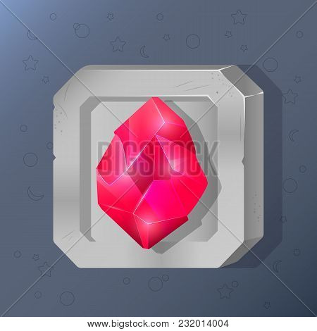 Game Icon Of Crystal In Cartoon Style. Bright Design For App User Interface. Component For Magic, Sp