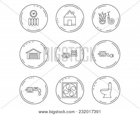 Ventilation Garage Vector Photo Free Trial Stock Ventilation Garage And Heat Radiator Icons Gas Water Electricity Counter Linear Signs