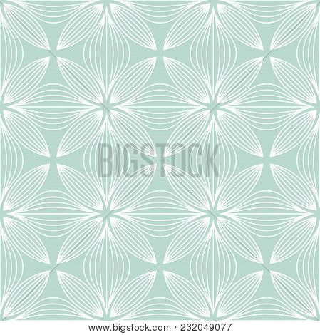 Flower Geometric Pattern. Seamless Vector Background. White And Green Ornament