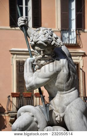Statue Of Neptune Fountain, Rome, Italy