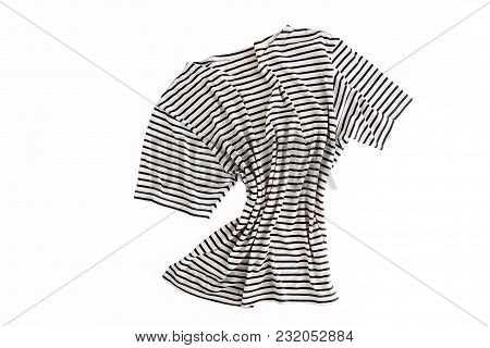Black And White Stripped Sailor Style T Shirt Isolatedon The White .