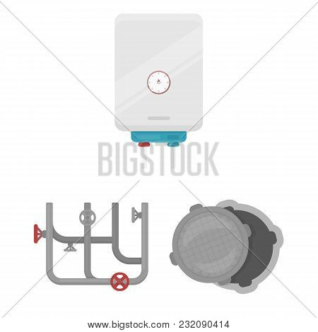 Plumbing, Fitting Cartoon Icons In Set Collection For Design. Equipment And Tools Vector Symbol Stoc