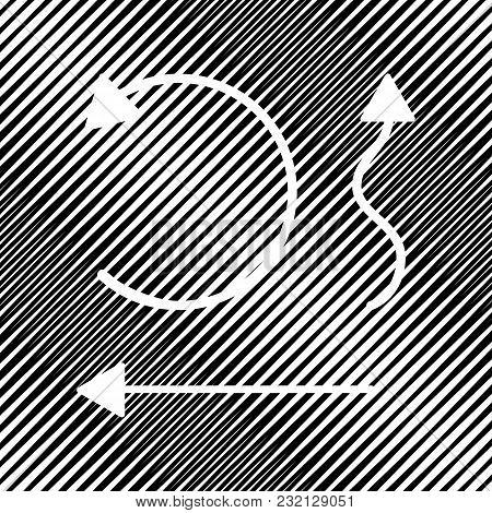 Simple Set To Interface Arrows. Vector. Icon. Hole In Moire Background.