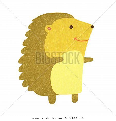 Hedgehog Isolated. Hand Drawing Hedgehog For A Child