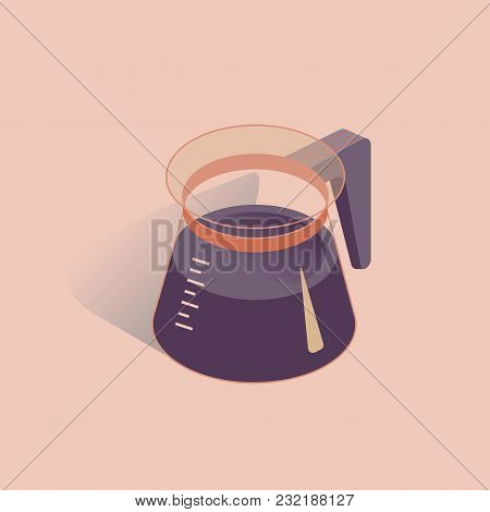 Vector Illustration With 3d Coffee Pot. Coffee Container In Isometric Flat Style. Vector Illustratio