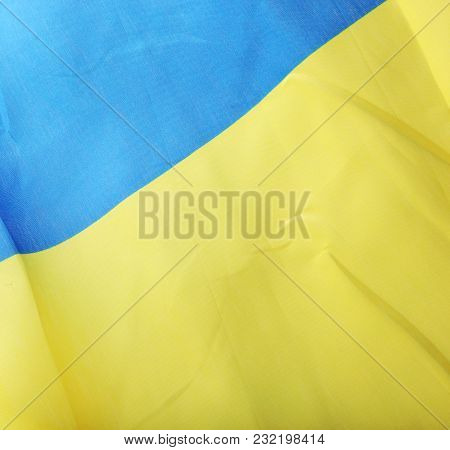 Close Up Ukranian Flag Color Image Stock Photos
