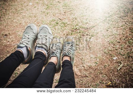 Growth And Learning Behavior Of Children , Person And Child Happy Learning Wearing Shoes