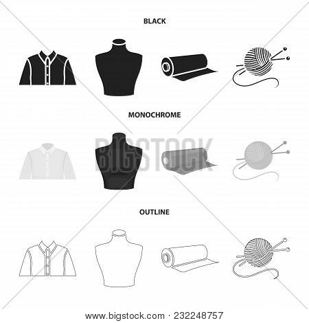 A Man Shirt, A Mannequin, A Roll Of Fabric, A Ball Of Threads And Knitting Needles.atelier Set Colle