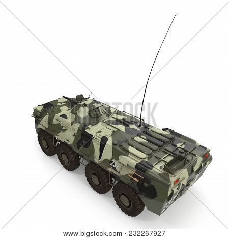Btr-80 Amphibious Armoured Personnel Carrier On White Background. 3d Illustration