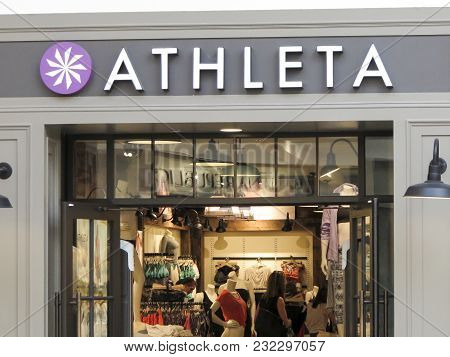 Denver, Usa - June 25, 2014: Detail Of Athleta Store In Denver. Athleta Designs Athletic Clothing Fo
