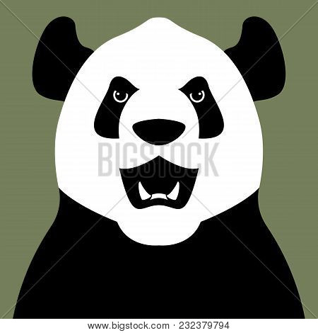 Panda Bear Head Face Vector Illustration Flat Style