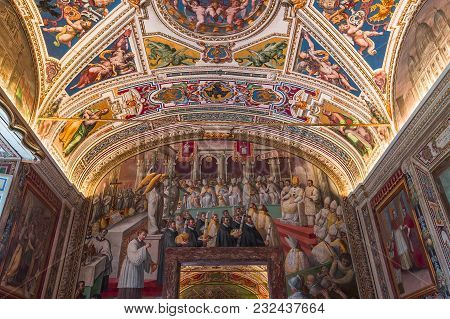 Interiors And Details Of The Vatican Museum, Vatican City