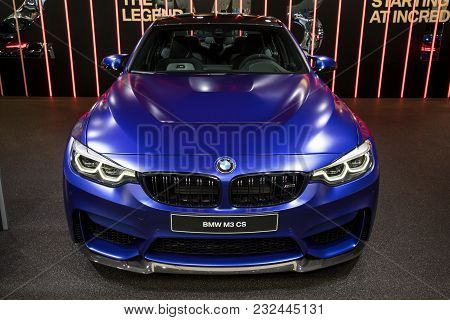 Geneva, Switzerland - March 7, 2018: Bmw M3 Cs Car Presented At The 88th Geneva International Motor 