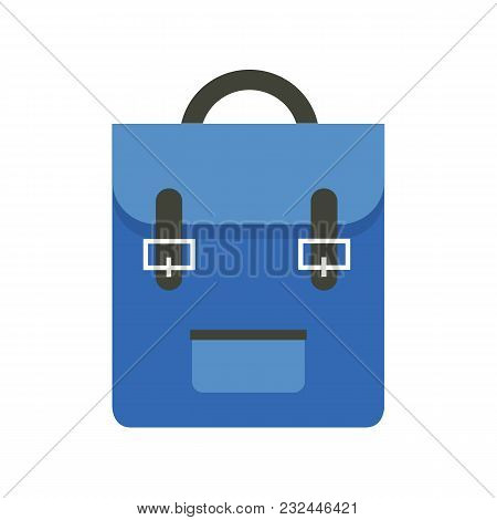 School Blue Backpack Isolated On White Background. School Bag. Vector Stock.