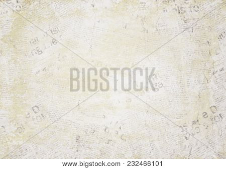 Old Newspaper Paper Grunge Texture Horizontal Background. Blur Vintage Newspaper Background. Aged Bl