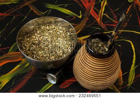Traditional Yerba Mate In Matero With Bombilla Straw