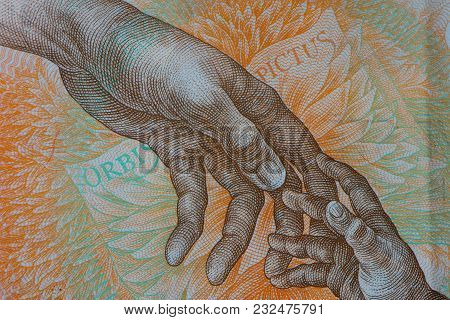 Czech Republic Currency Koruna, Banknote Pattern Background, Close Up. Photo Depicts Czech Cash Shin