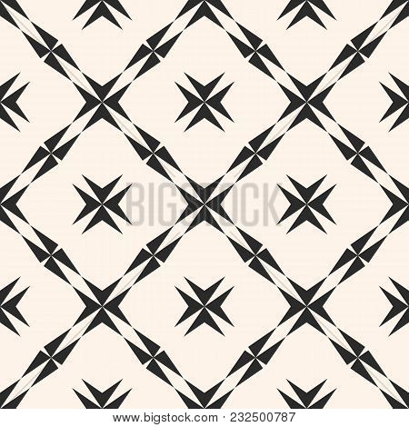 Abstract Geometric Seamless Pattern. Elegant Texture With Star Shapes, Crosses, Diagonal Square Grid