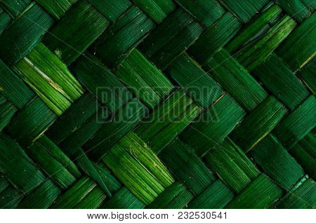 Green Vimini Bamboo Weaving Texture Background Pattern