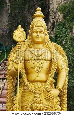 Kuala Lumpur, Malaysia - August 31, 2009: View To The Statue Of The Lord Murugan With The Staircase 