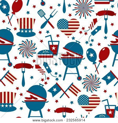 Fourth Of July Party And Memorial Day Icons.