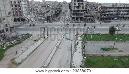 The City Of Homs In Syria, In Aerial View