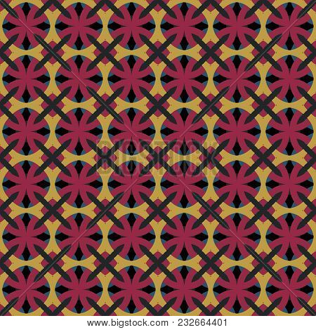 Repeatable Retro Geometric Pattern. Fabric Print. Seamless Background, Mosaic Ornament, Vintage Styl