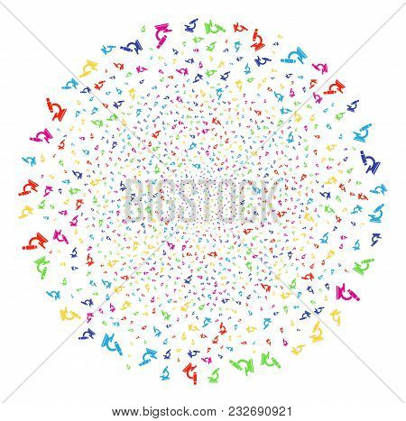 Multicolored Microscope Sparkler Spheric Cluster. Vector Spheric Cluster Explosion Designed From Ran