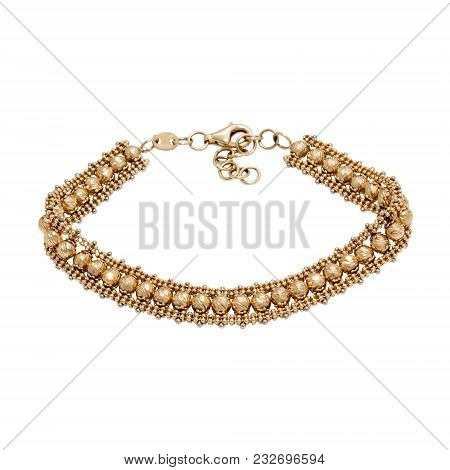 Graceful Very Special Golden Bracelet Isolated On White Background