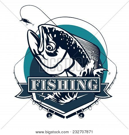Mahimahi fishing on white logo illustration. illustration of dolphinfish can be used for creating lo