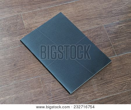 Book Mockup Blank Black A4 Leather Cover For Magazine, Booklet, Brochure, Menu, Diary Mock-up Design
