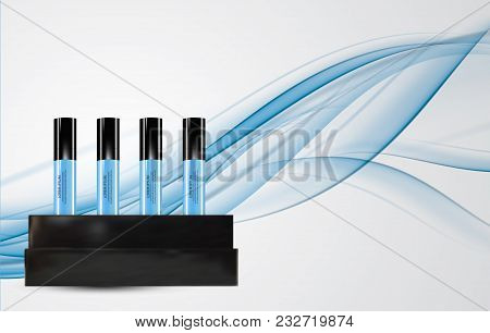 Revitalizing Serum Bottle Template For Ads Or Magazine Background. 3d Realistic Vector Iillustration