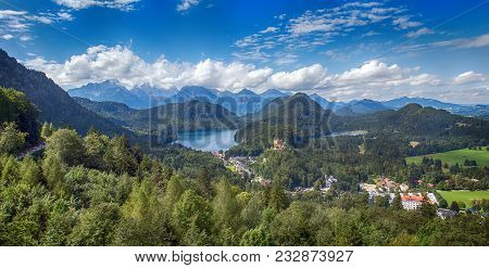 The View From The Balcony Of Neuschwanstein Castle. Hdr