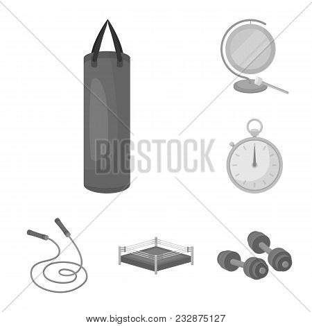 Boxing Extreme Sports Monochrome Icons In Set Collection For Design. Boxer And Attributes Vector Sym